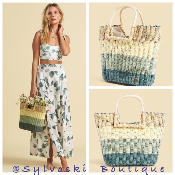 Billabong Handbags - 🌴 BILLABONG Salty Blonde Ride The Waves Straw Handbag NWT